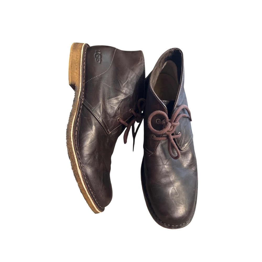 UGG Leighton Mens 11.5 Dark Brown Leather Chukka Desert Boots 3275 5" Lace up